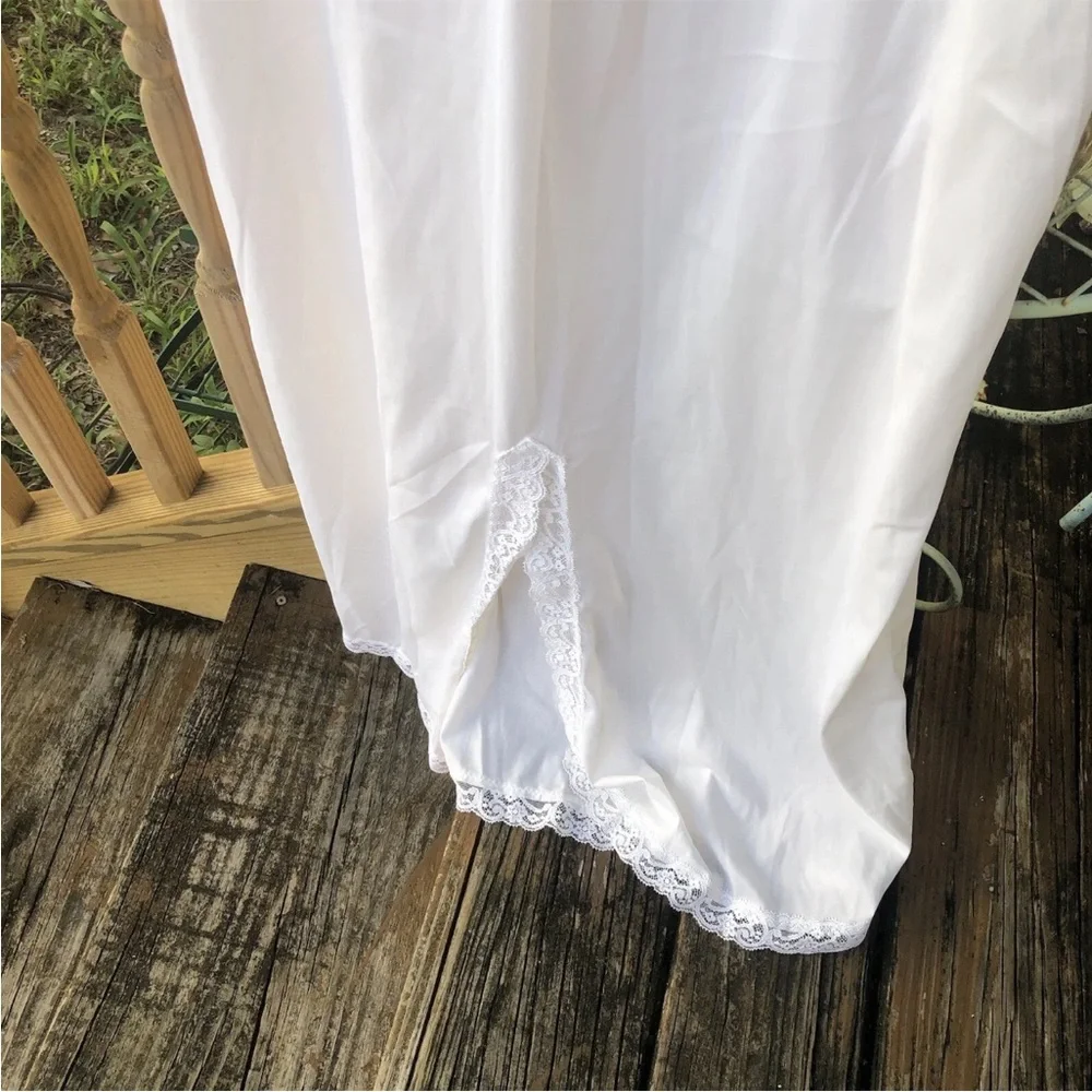 Sears Lingerie Nylon Slinky Lace Full Slip L 38 Off White Womens Vintage 70s 80s - Picture 4 of 8